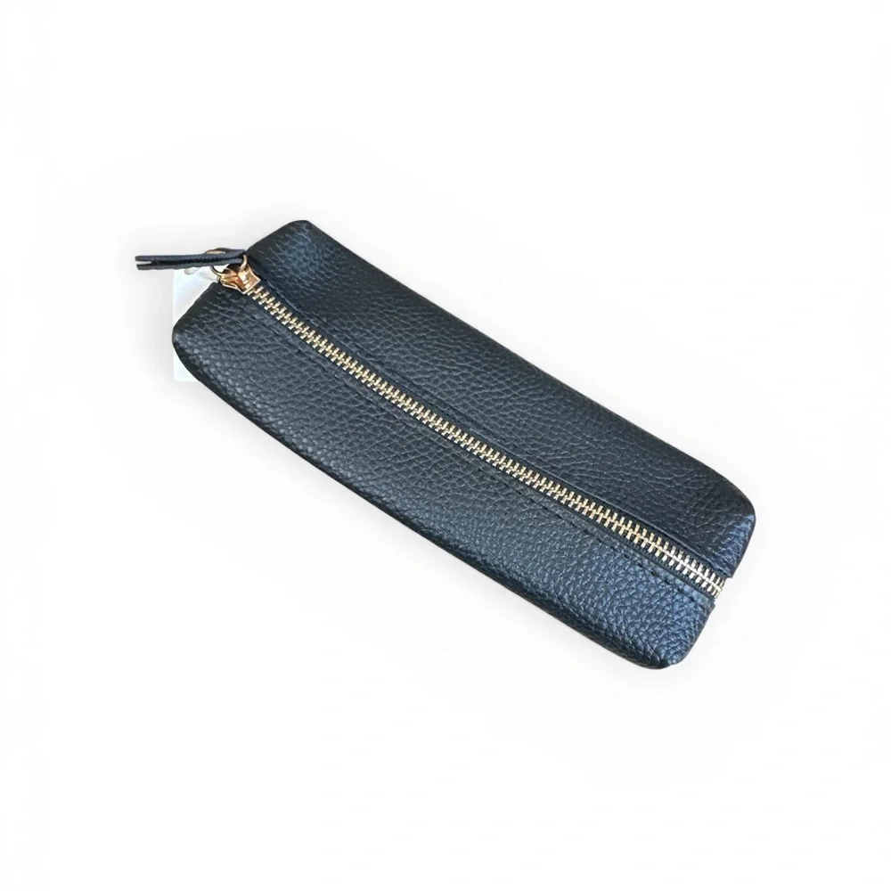 Black Leather Zipper Pouch